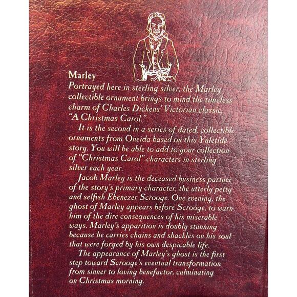 VINTAGE Oneida 1991 “Marley’s Ghost” Sterling Silver Christmas Ornament W/Box - Picture 3 of 6